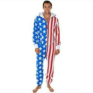 Tipsy Elves USA Onesie American Flag Patriotic Jumpsuit Stars Stripes XL